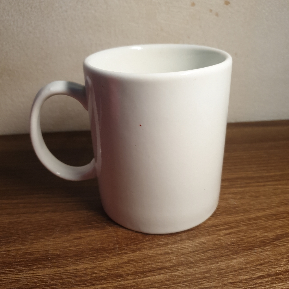 350ml cylindrical white ceramic water cup with ceramic handle